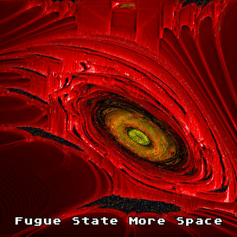 mostly red, glitched-out fractal image with the band name and album title across the bottom in white retro-computer-style lettering